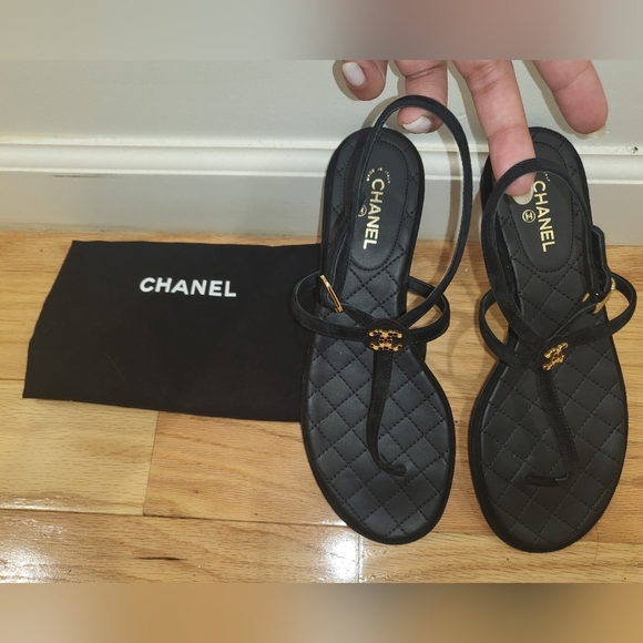 AUTHENTIC CHANEL BEJEWELED SANDALS - Picture 1 of 8